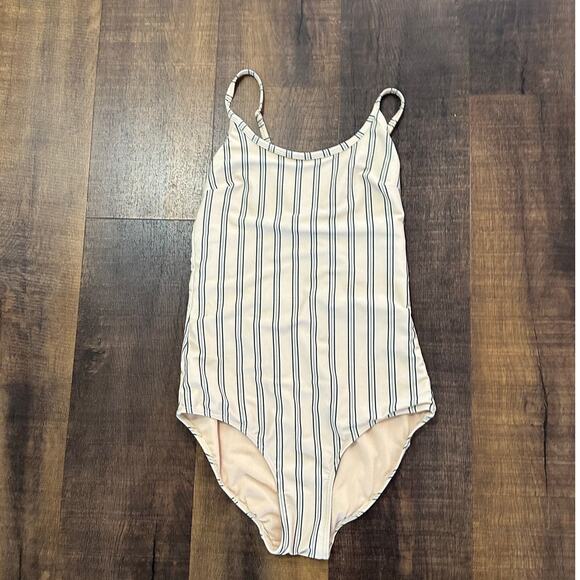 Albion Other - Albion Fit One-Piece Swimsuit Crisscross Back Ivory Stripe Size Small